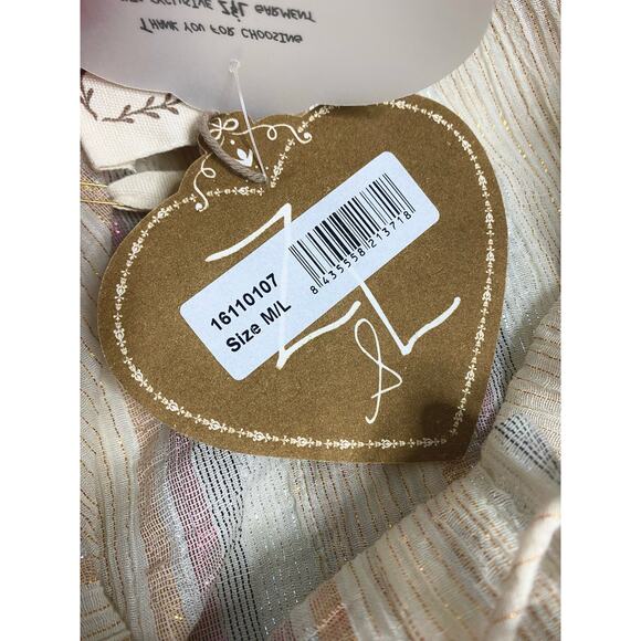 Z&L Golden Slumbers Metallic Stripe Cotton Kaftan Dress NWT US MEDIUM/LARGE - Picture 13 of 16